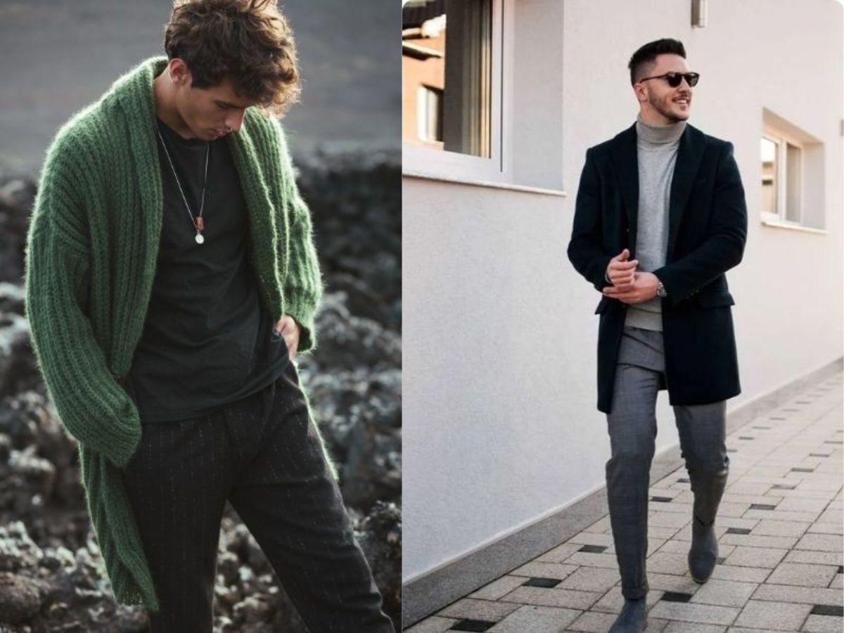 Quần kaki và áo khoác len dài chuẩn phong cách smart casual