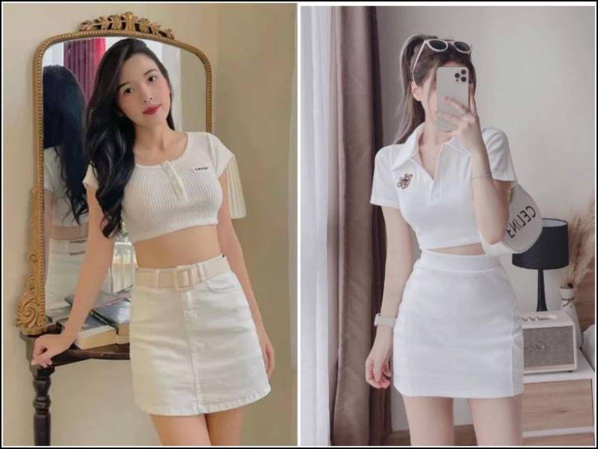 Các outfit phối croptop với quần, váy cạp cao đa dạng