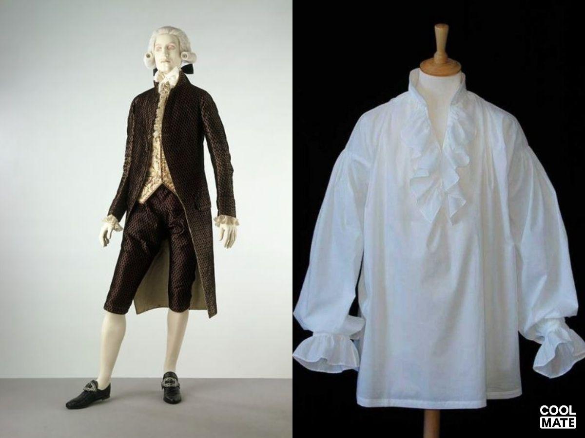 Nam giới thế kỷ 17-18 trong áo sơ mi trắng, cổ áo và cravat, biểu tượng thanh lịch