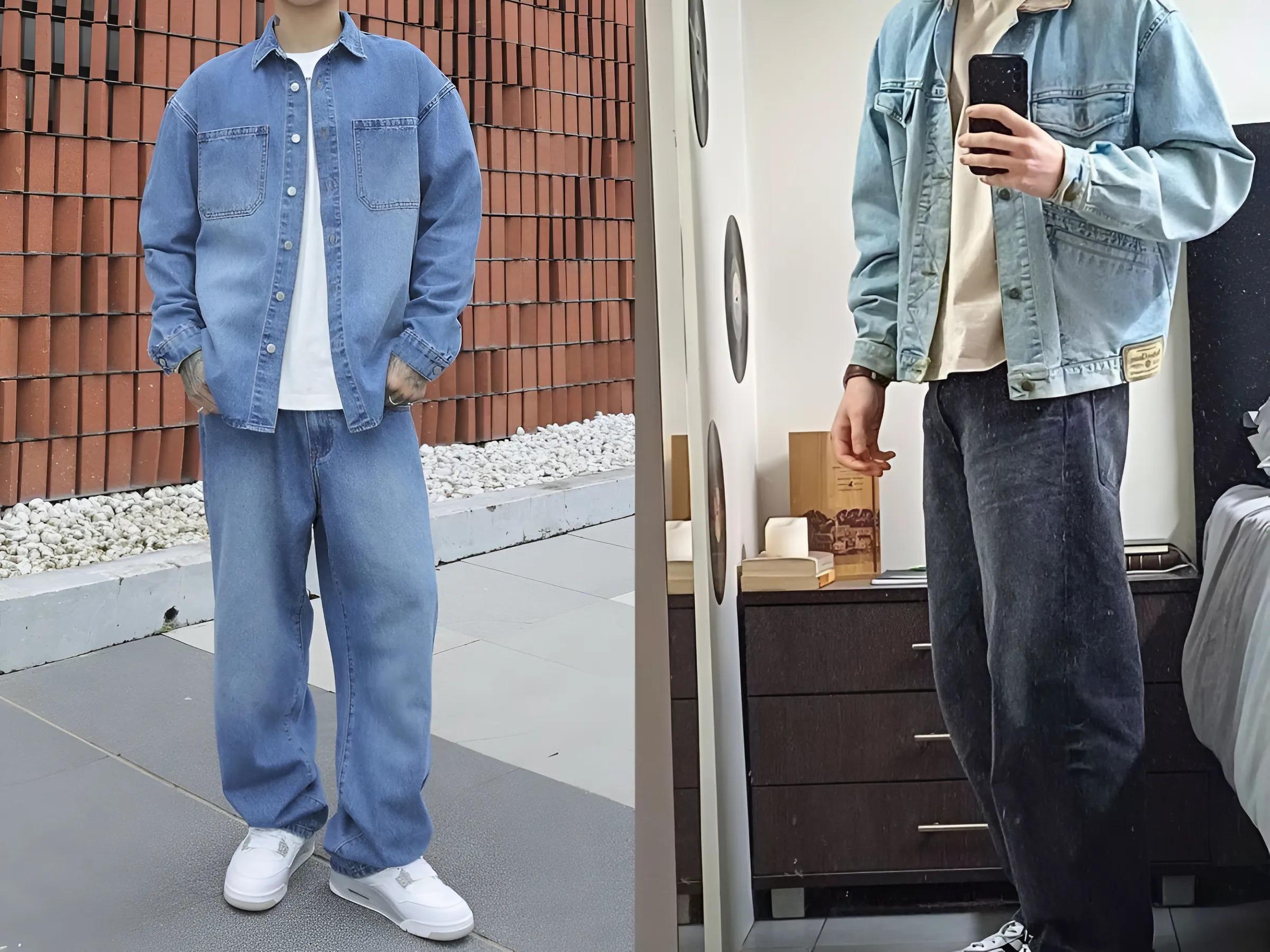 Sơ mi Denim/Flannel (có thể xắn tay) + Áo thun trơn + Quần Jeans/Kaki + Boots cổ thấp/Sneakers da.