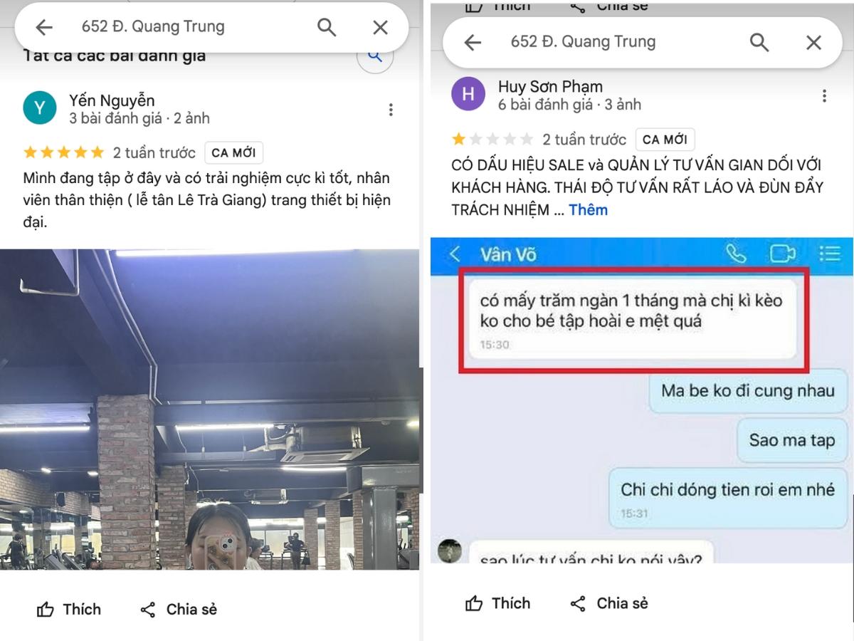 Khách hàng đánh giá thực tế tại phòng tập tại S'Life Gym