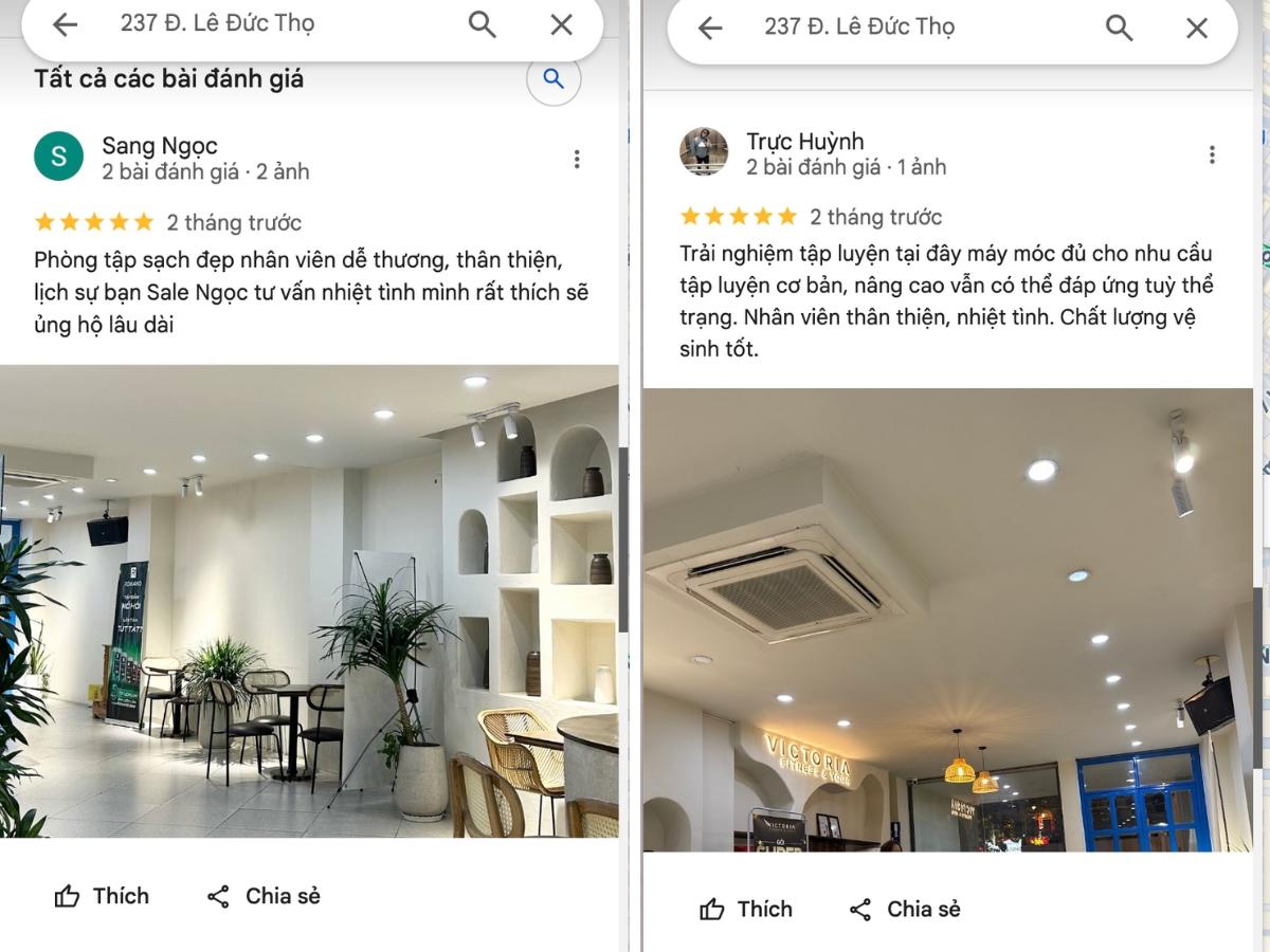 Khách hàng đánh giá phòng tập Victoria Fitness & Yoga Gò Vấp