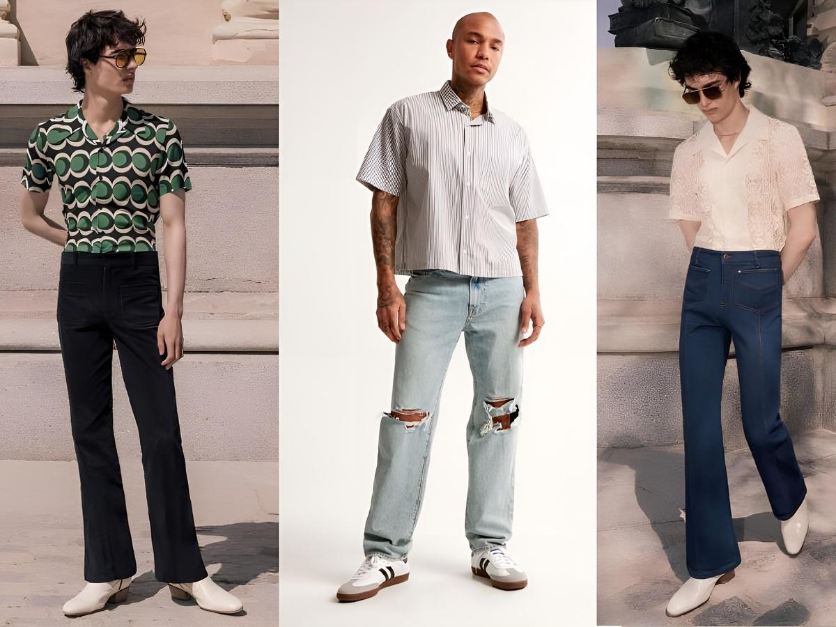 Phối quần jean nam ống loe theo phong cách retro kinh điển