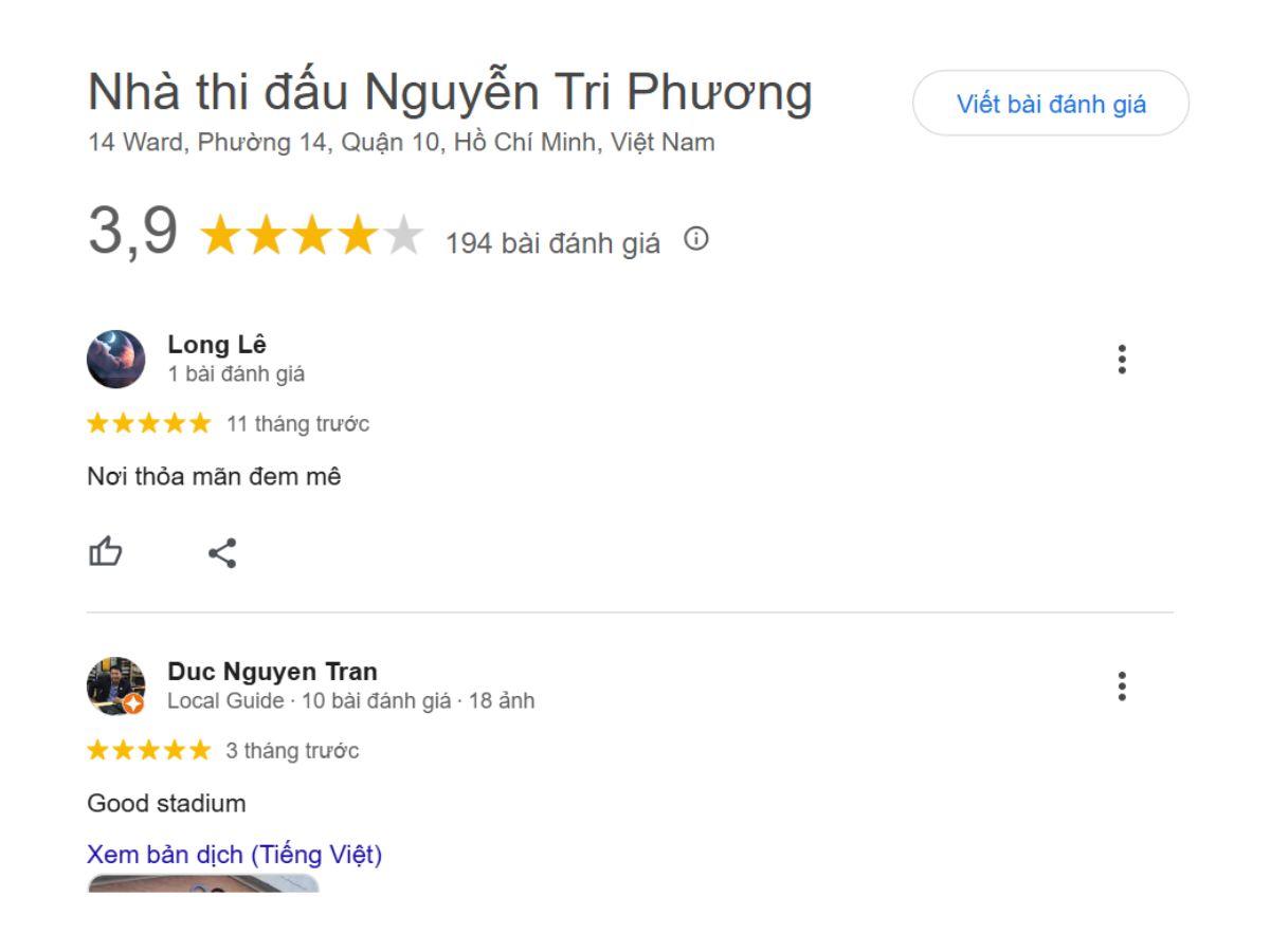 Review khách hàng về sân Nguyễn Tri Phương