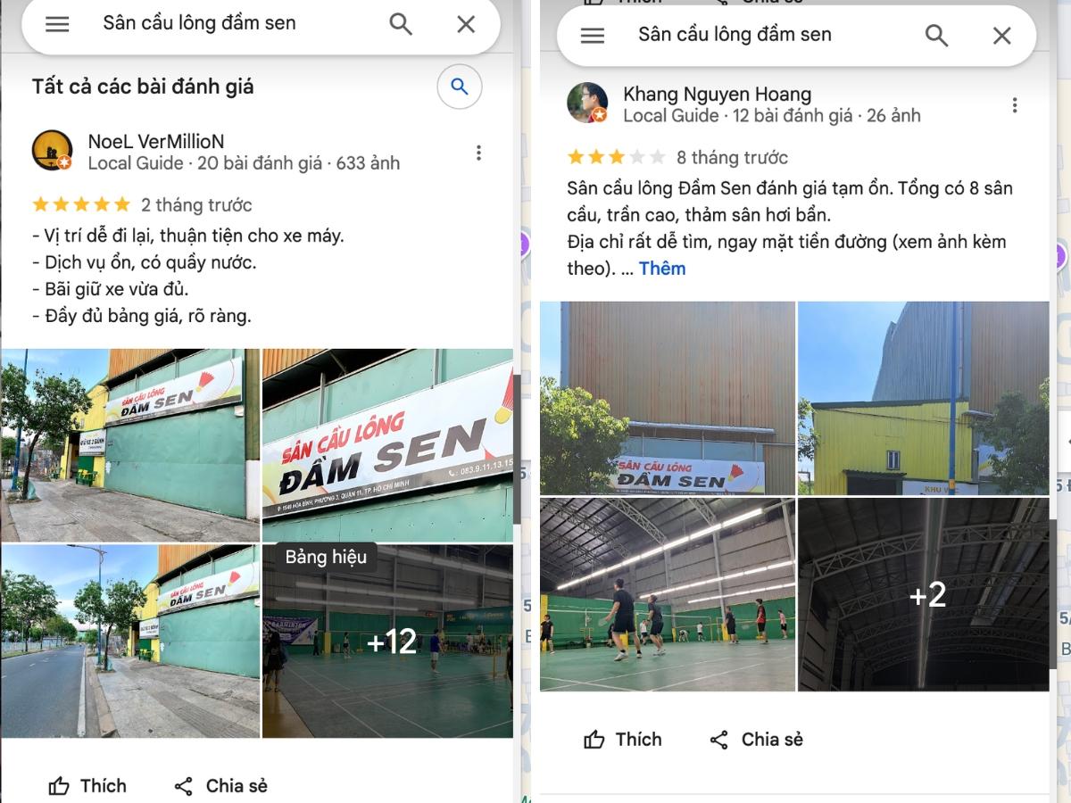 Đánh giá thực tế từ người chơi tại sân cầu lông Đầm Sen