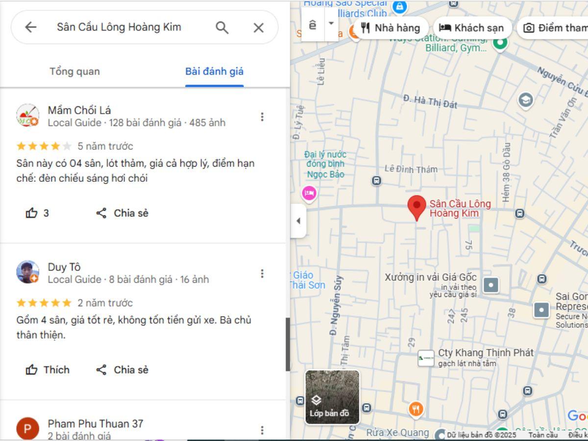 Đánh giá về sân cầu lông Hoàng Kim