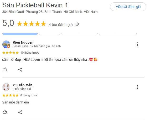 Tổng hợp đánh giá về sân Pickleball Kevin 1
