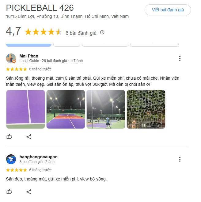 Tổng hợp cacs review về Sân Pickleball 426