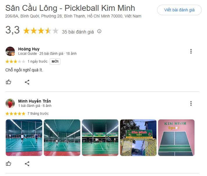 Những đánh giá về sân Pickleball Kim Minh