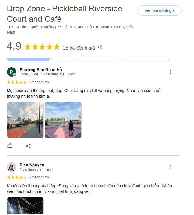 Các đánh giá về sân Pickleball The Drop Zone