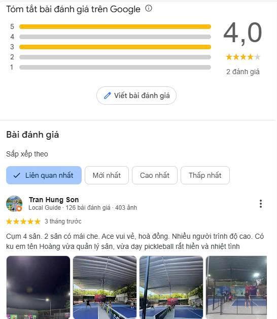 Đánh giá về sân pickleball Văn Phú
