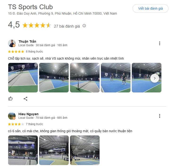 Những đánh giá về sân Pickleball TS Sports Club