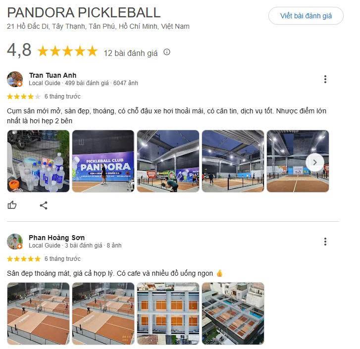 Những đánh giá về Sân Pickleball Pandora Tân Phú