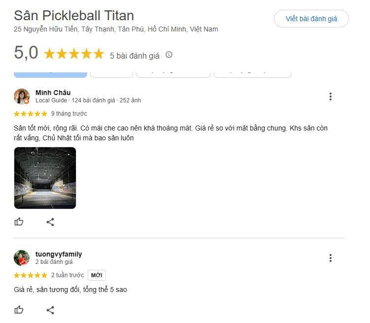 Tổng hợp đánh giá sân Pickleball Titan Tây Thạnh