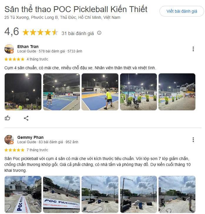 Những review về Sân pickleball POC