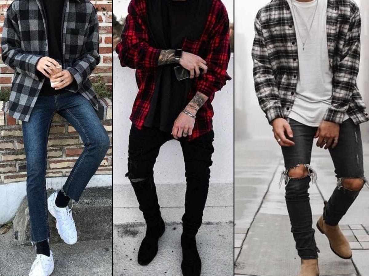 Sự kết hợp giữa áo thun graphic bên trong và sơ mi flannel khoác ngoài luôn mang đến cảm giác phóng khoáng