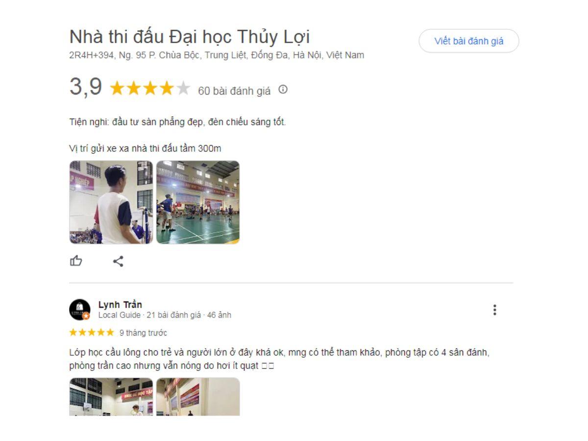 Đánh giá sân cầu lông Đại học Thủy Lợi