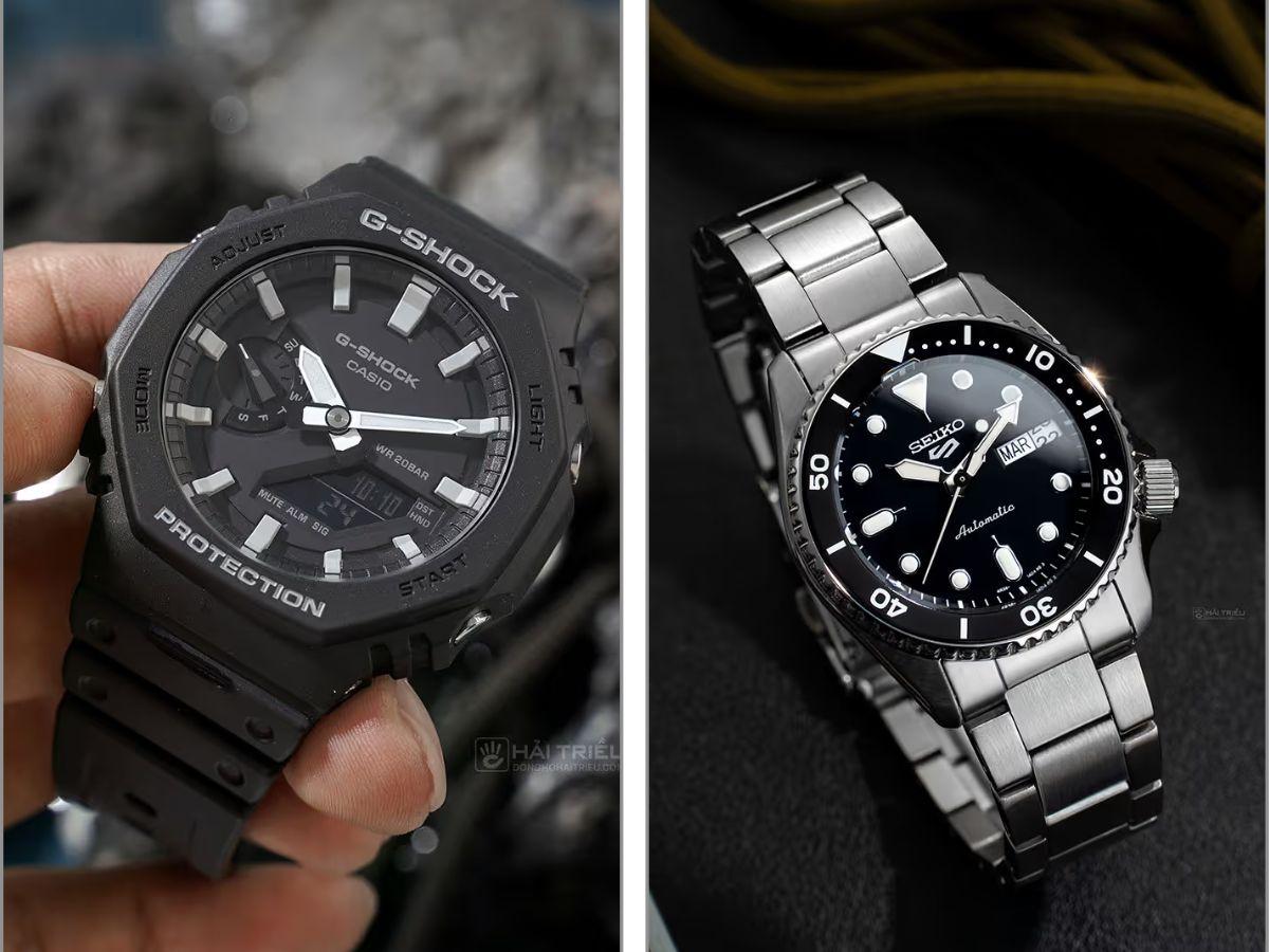 Hình ảnh Casio G-Shock GA-2100 và Seiko 5 Sports