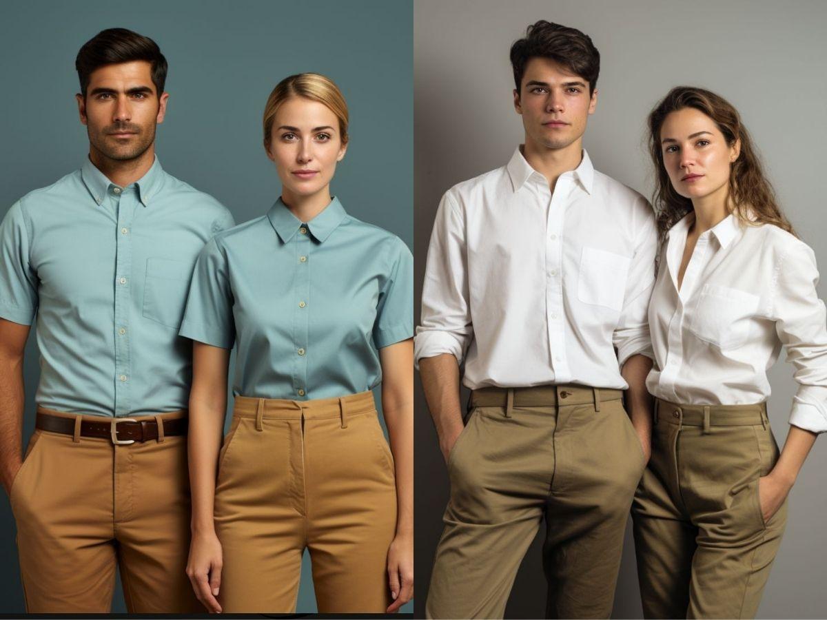 Sơ mi đồng phục thường có màu xanh và trắng