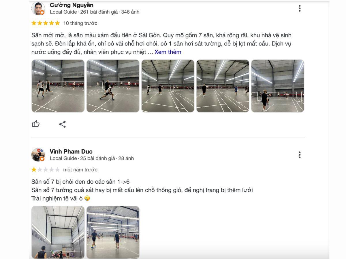 Review khách hàng về sân cầu lông R Sport Nguyễn Xí