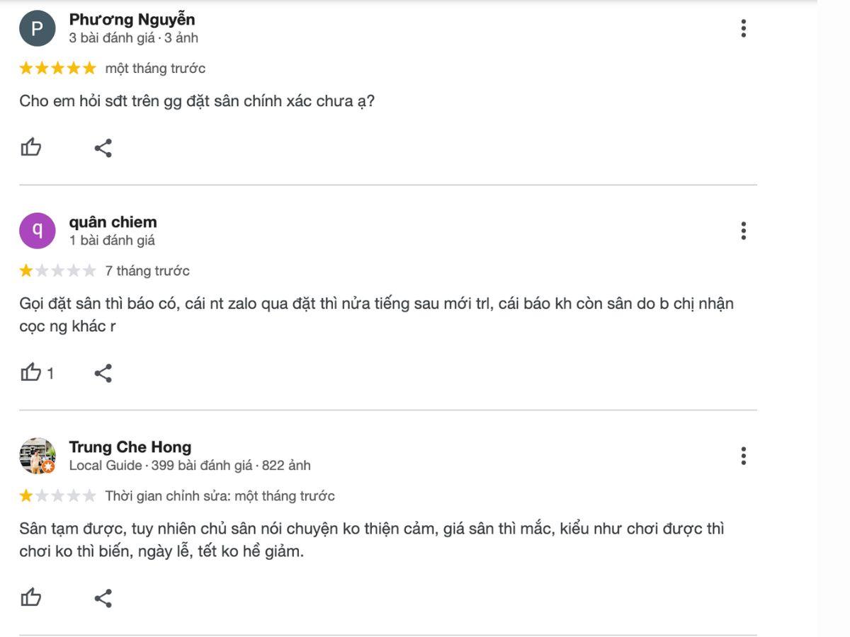 Review khách hàng về sân cầu lông Chu Văn An 