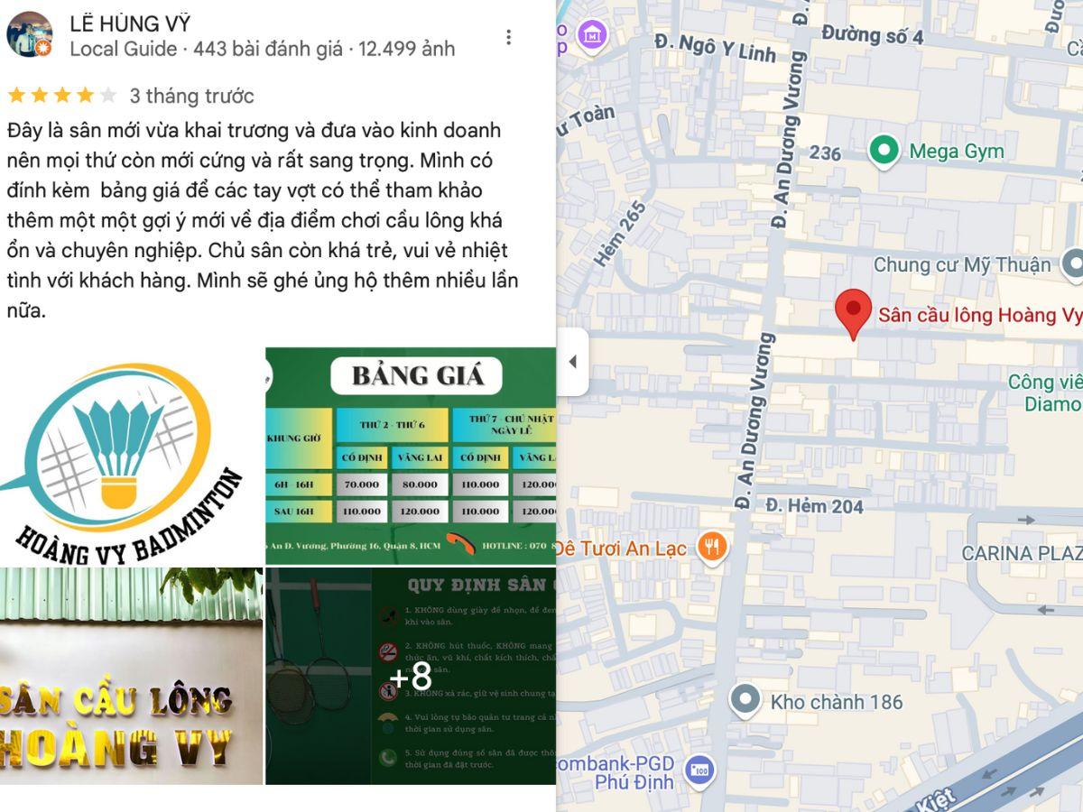 Đánh giá chân thực về sân cầu lông Hoàng Vy