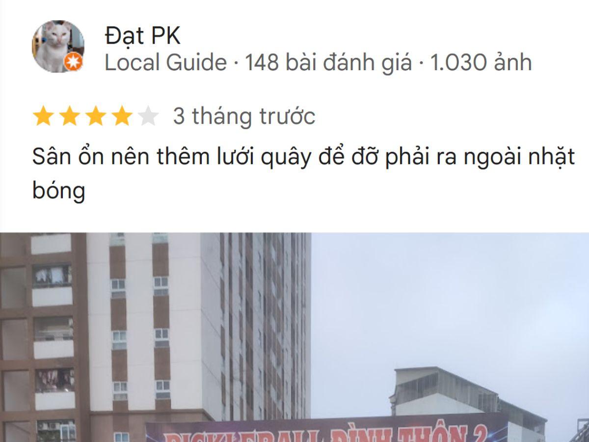 Đánh giá của người chơi tại Sân Pickleball Đình Thôn 2