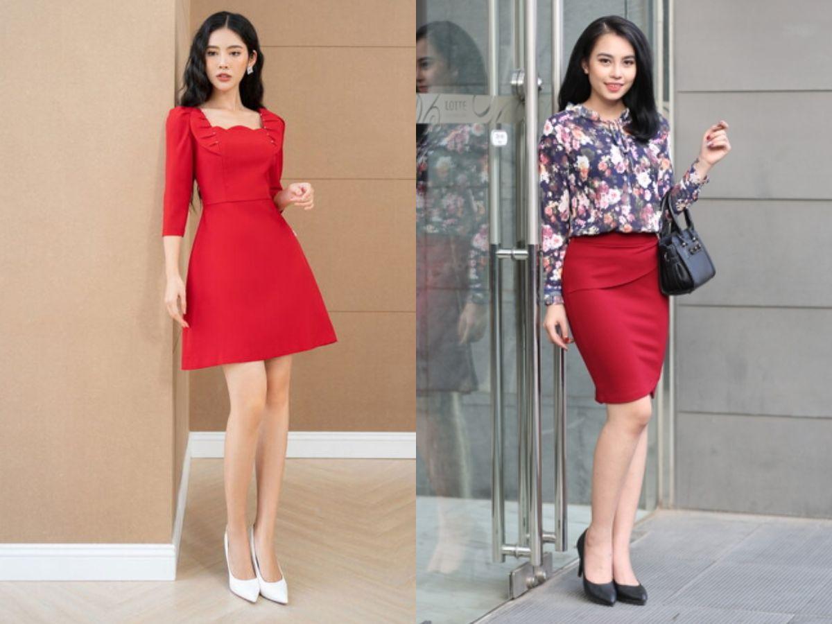 Váy đỏ mang lại sự thanh lịch cho phái nữ trong ngày tết