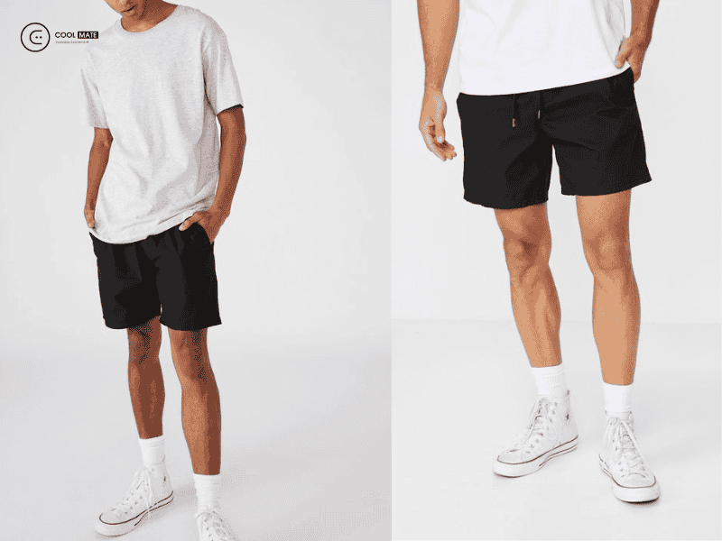 Phối giày với quần short vải dù