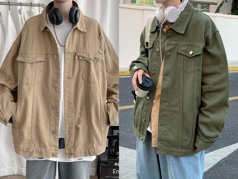 Áo khoác jean màu sáng: trắng, beige, nâu nhạt...