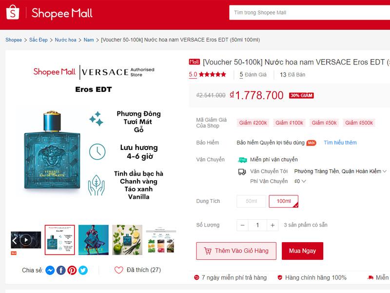 Sản phẩm của Versace tại Shopee Mall