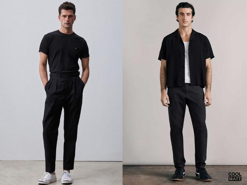 Áo đen mix với quần đen được xem là một cách phối hot trend