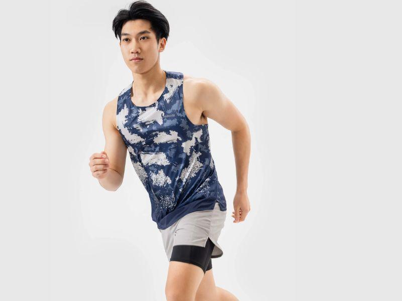 Áo Singlet nam chạy bộ in Graphic Frostly Mountain