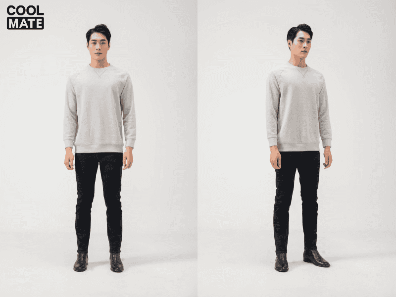 Áo thun tay dài nam phối cùng quần jeans