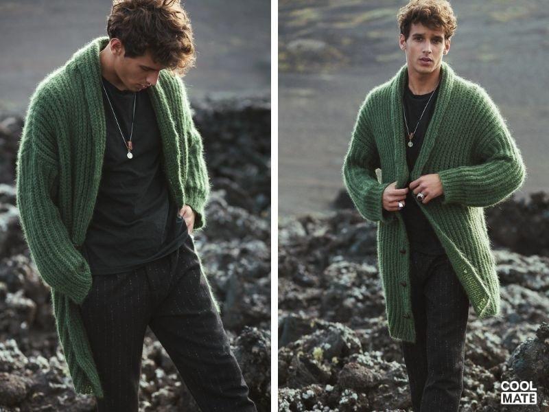 Áo cardigan dài tay kết hợp với quần tây