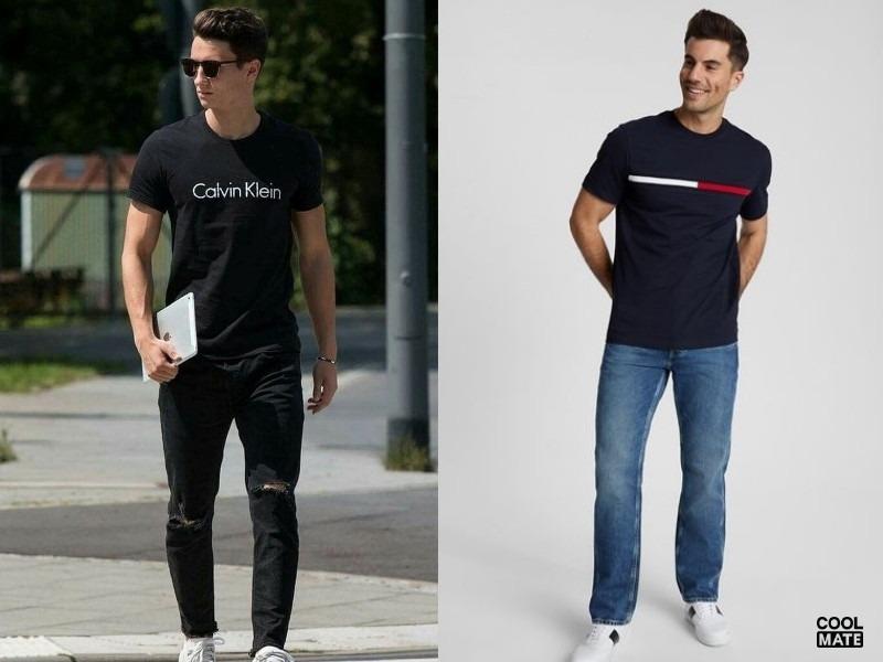 Áo thun oversize phối cùng quần jean đen