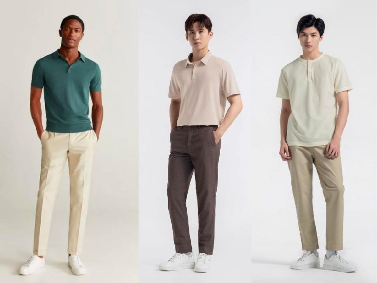 Phối quần kaki cùng với áo thun