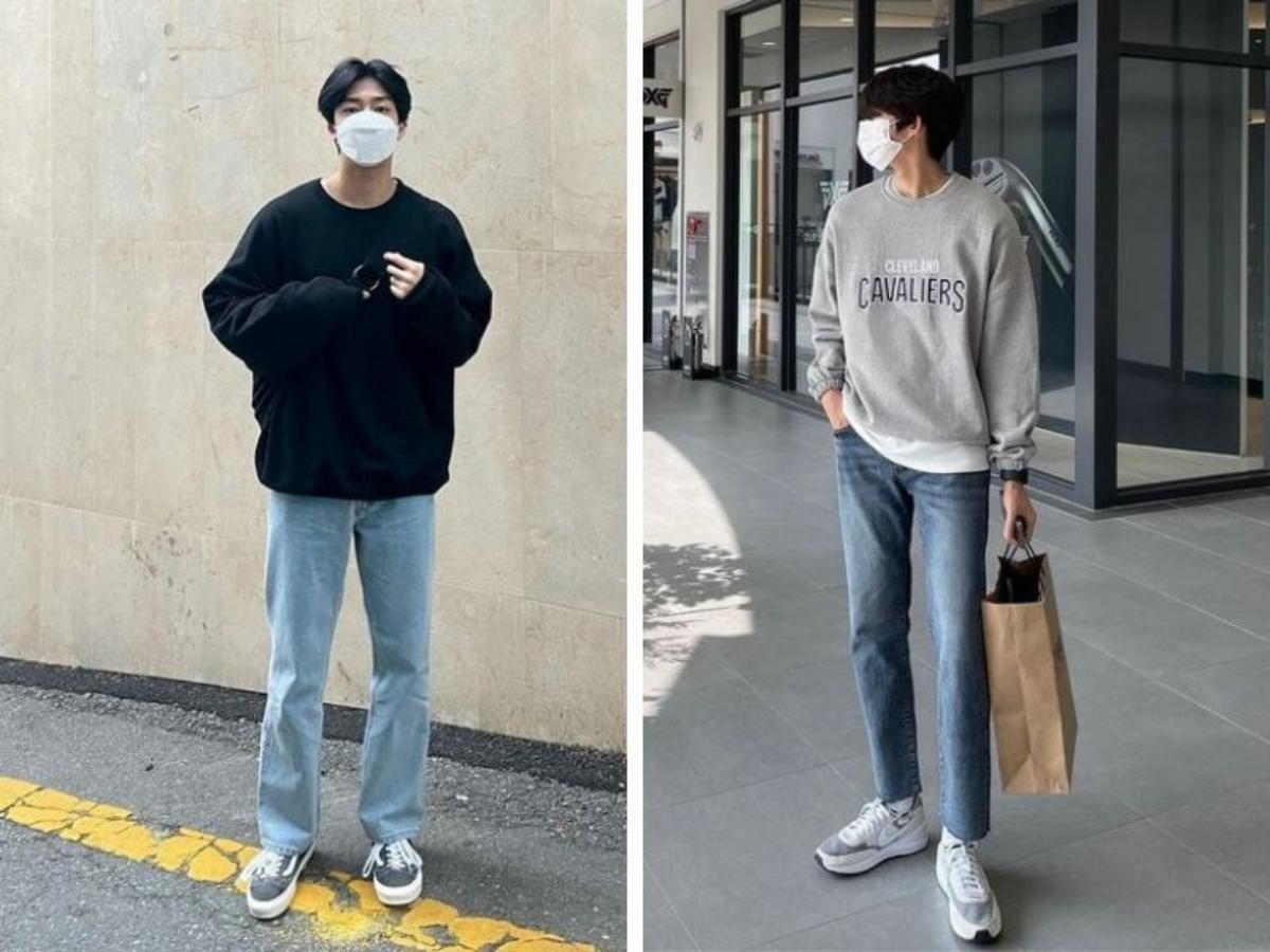 Phối quần ống suông cùng với áo sweater