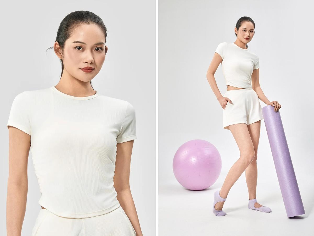 Áo Slimfit Tee được thiết kế với bảng màu cơ bản, mang lại sự thoải mái cho những buổi tập Yoga & Pilates
