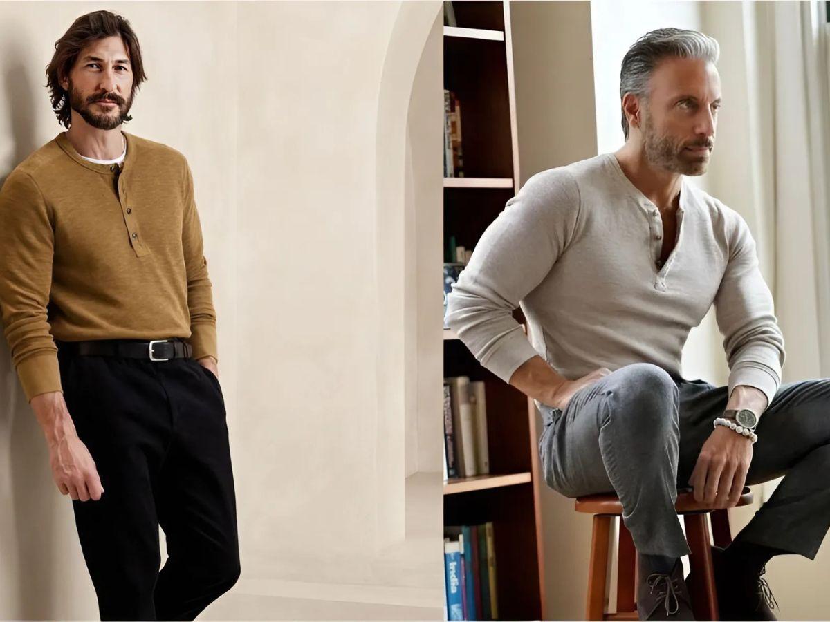  Áo henley lịch lãm với quần tây