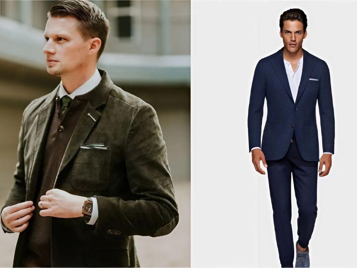 Áo henley tối màu mặc trong suit