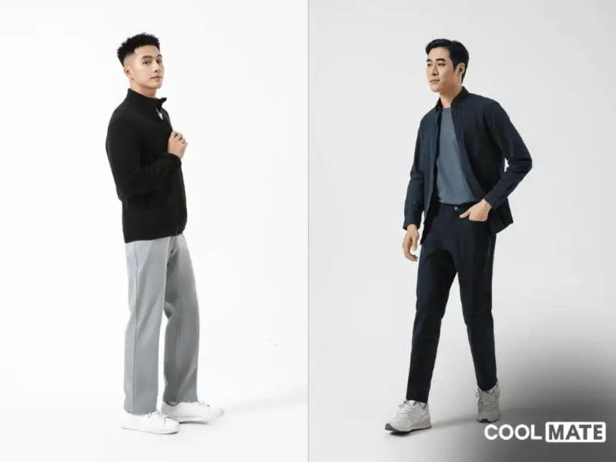 Áo khoác thể thao Coolmate phối với quần tây