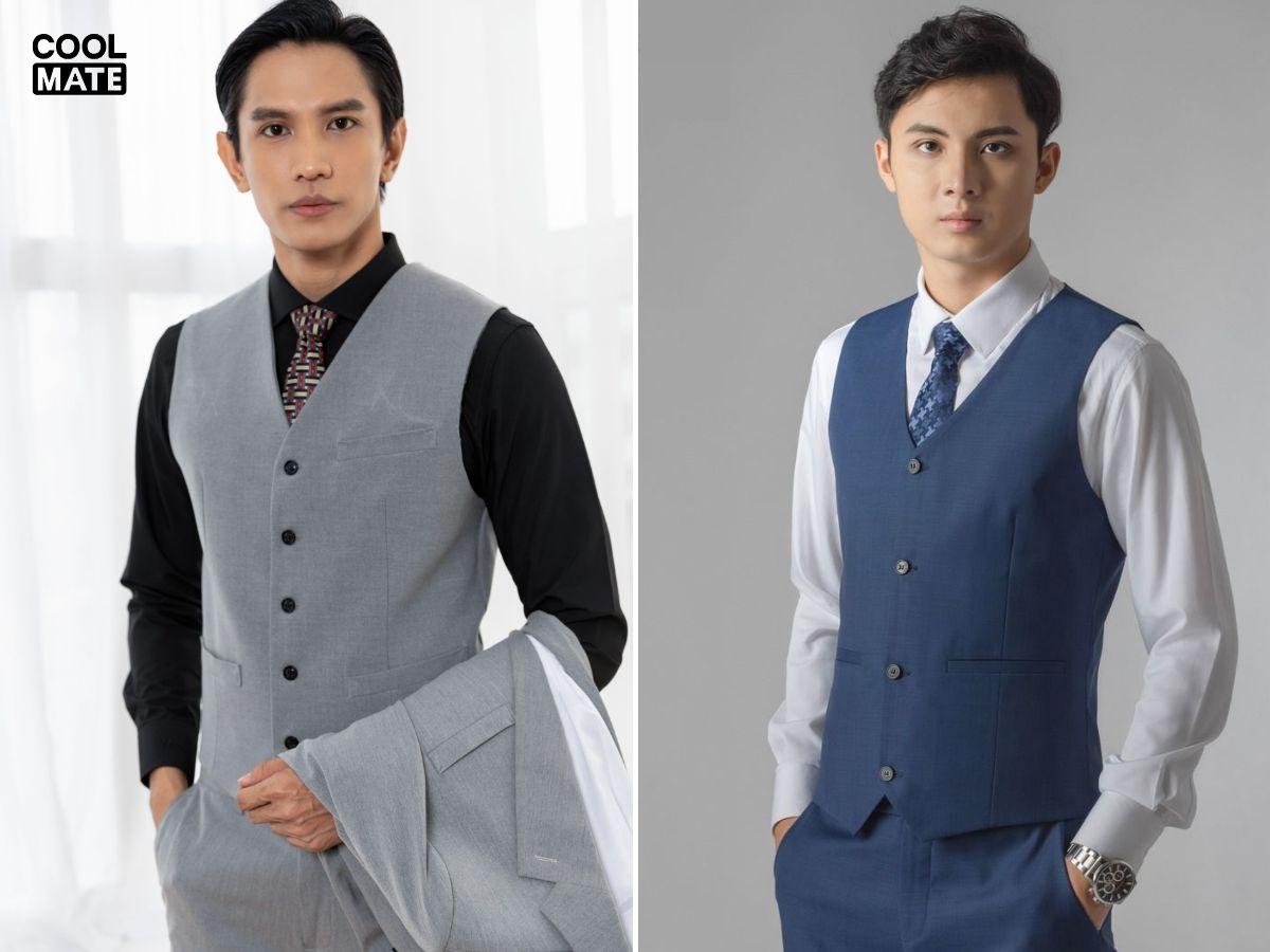 Phối vest không tay với áo sơ mi