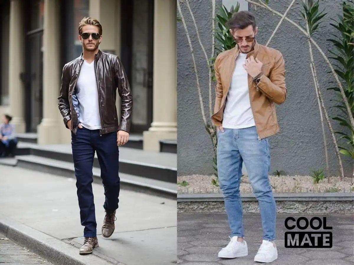 Áo phông + Áo khoác da cực cool
