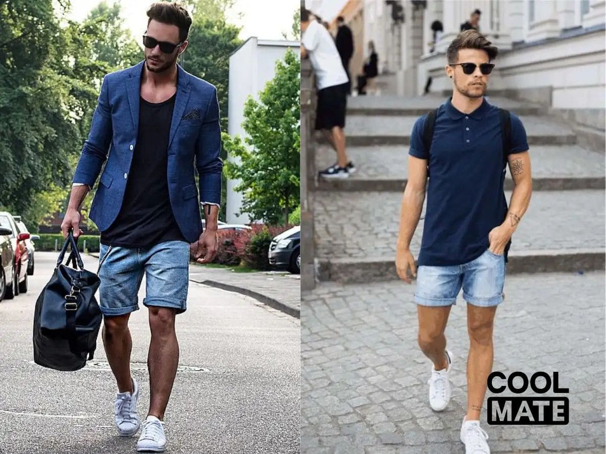 Áo phông + Quần short jeans tạo vẻ ngoài cá tính