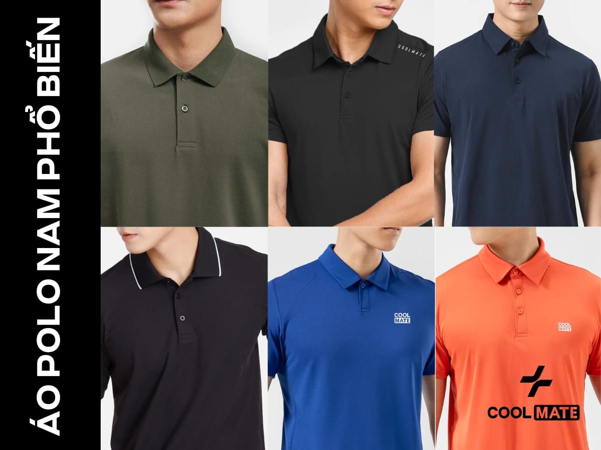 Các kiểu áo polo nam phổ biến, phân loại theo chất liệu, kiểu dáng và chi tiết
