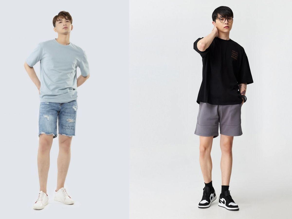 Áo thun nam mix quần short năng động