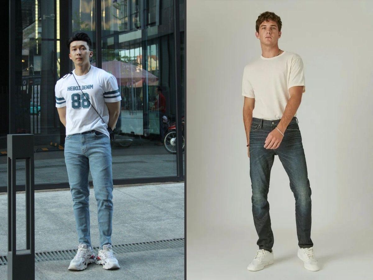 Áo thun mix quần jeans nam mạnh mẽ