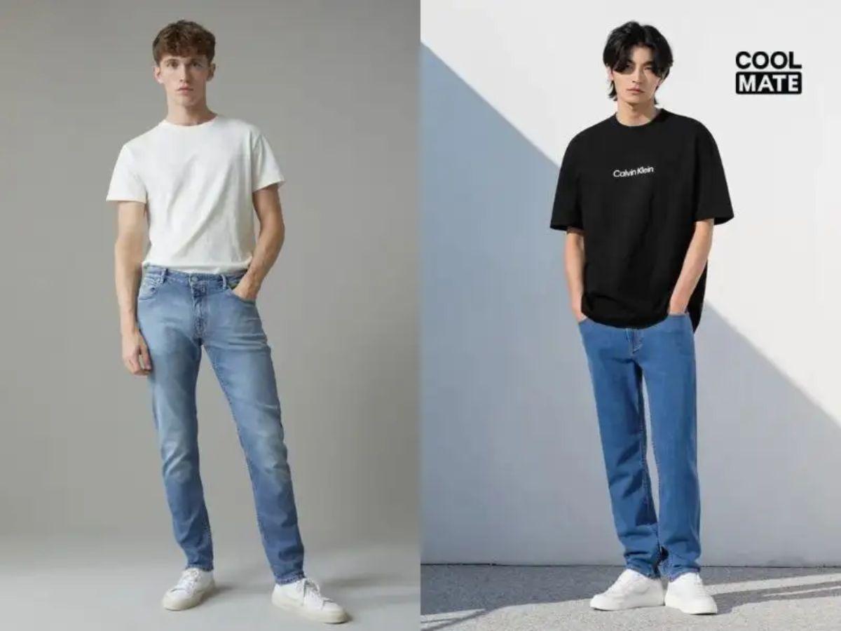 Áo thun oversize với quần Slim Straight Fit Jean