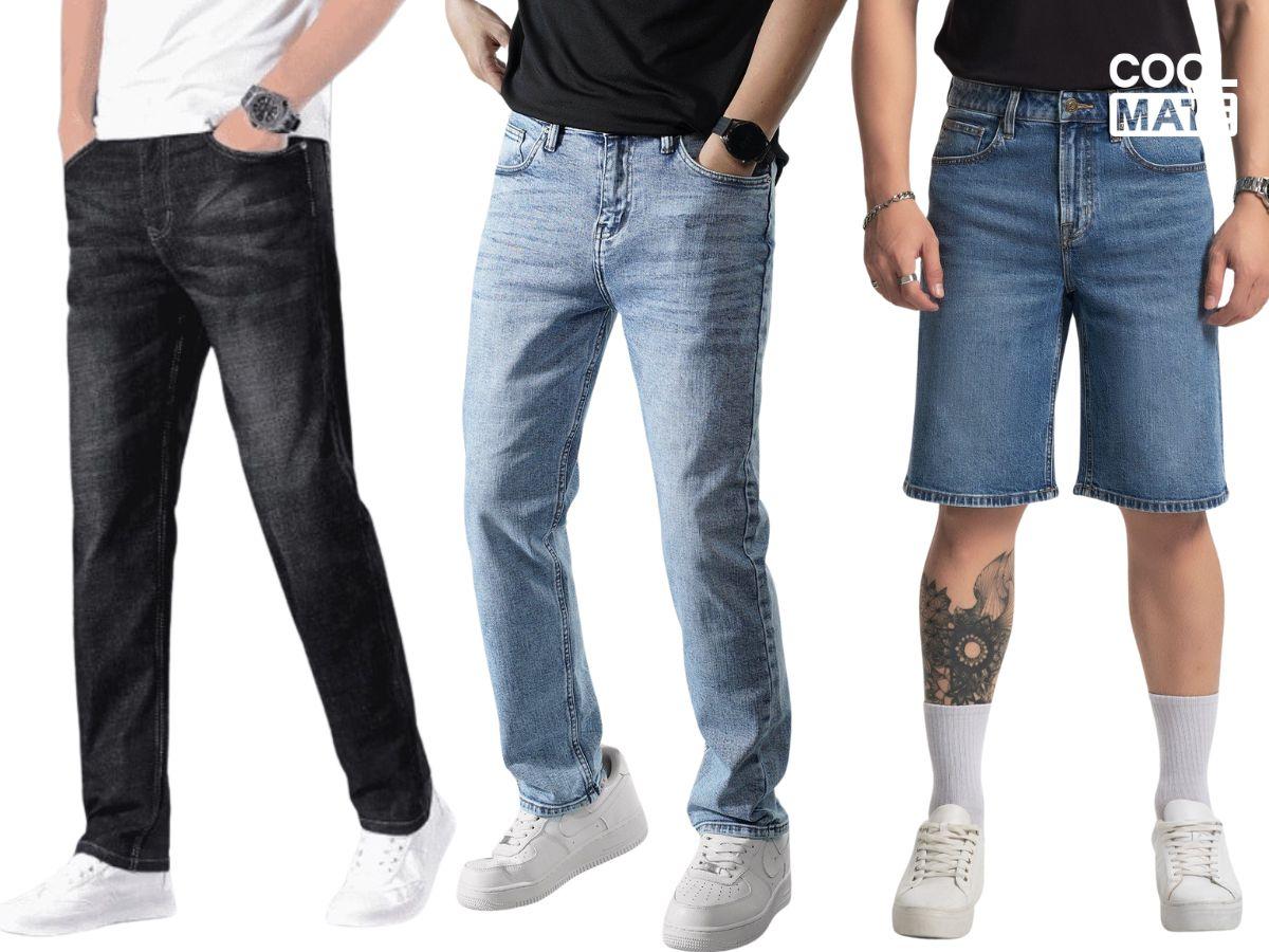 Quần straight fit, regular fit và short jeans nam với vẻ ngoài trẻ trung, năng động cả ngày dài